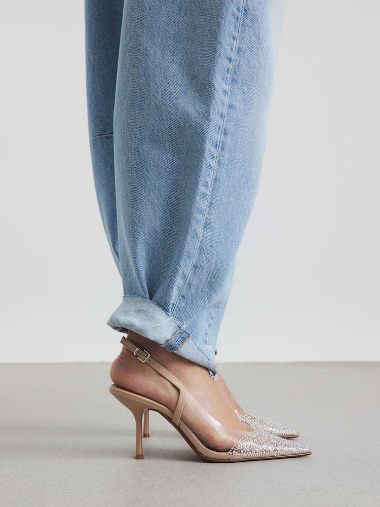 River Island Beige Embellished Perspex Court Shoes - Image 5 of 5