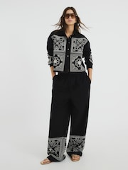 River Island Black Cutwork Linen Shirt - Image 1 of 6