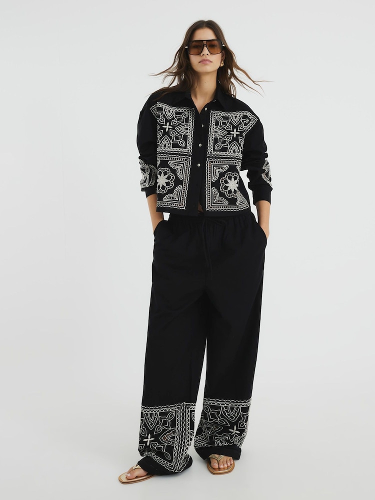River Island Black Cutwork Linen Shirt - Image 1 of 6