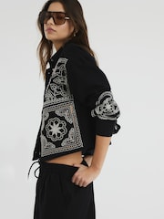 River Island Black Cutwork Linen Shirt - Image 3 of 6