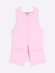 River Island Pink Petite Pink Longline Button Front Waistcoat - Image 5 of 6
