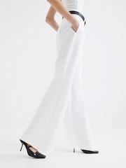 River Island White Belted Wide Leg Trousers - Image 2 of 4