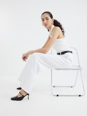 River Island White Belted Wide Leg Trousers - Image 3 of 4
