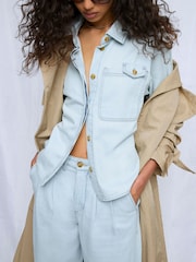 River Island Denim Short Sleeve Loose Pocket Shirt - Imagen 2 de 5