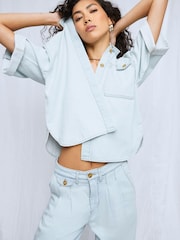 River Island Denim Short Sleeve Loose Pocket Shirt - Imagen 4 de 5