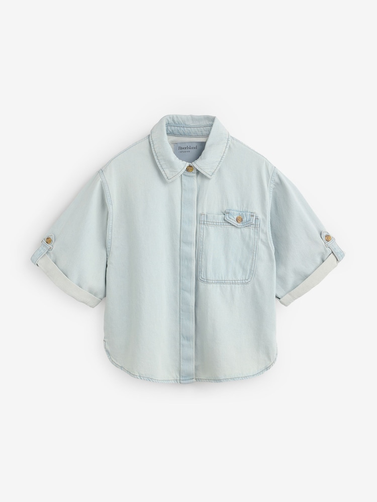River Island Denim Short Sleeve Loose Pocket Shirt - Imagen 5 de 5