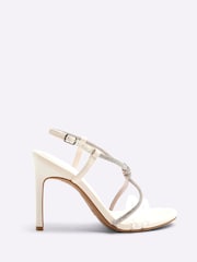 River Island White Embellished Twist Front Heeled Sandals - Image 2 of 6