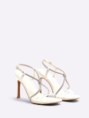 River Island White Embellished Twist Front Heeled Sandals - Image 3 of 6