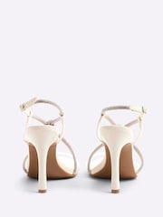 River Island White Embellished Twist Front Heeled Sandals - Image 4 of 6