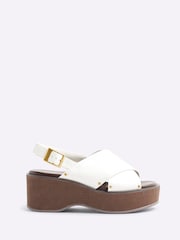 River Island White Cross Strap Slingback Wedge Sandals - Image 2 of 6