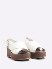 River Island White Cross Strap Slingback Wedge Sandals - Image 3 of 6