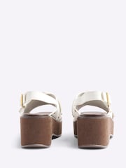 River Island White Cross Strap Slingback Wedge Sandals - Image 4 of 6