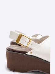 River Island White Cross Strap Slingback Wedge Sandals - Image 5 of 6