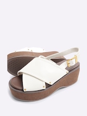 River Island White Cross Strap Slingback Wedge Sandals - Image 6 of 6