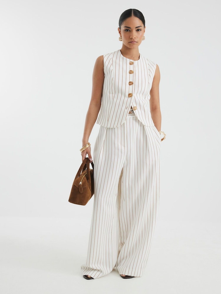 River Island Petite Stripe High Neck Fitted Waistcoat - Image 3 of 4