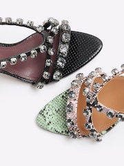 River Island Black Gem Detail Heeled Sandals - Image 6 of 6