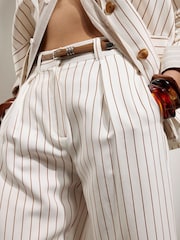 River Island White Stripe Belted Wide Leg Trousers - Image 4 of 4