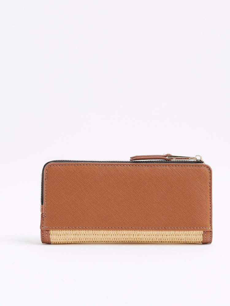 River Island Brown Raffia Foldout Purse - Image 5 of 5