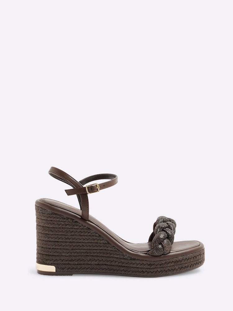 River Island Brown Open Toe Wedge Sandals - Image 2 of 6