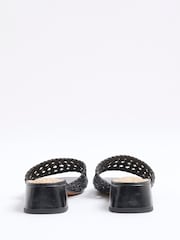 River Island Black Woven Block Heel Sandals - Image 3 of 5