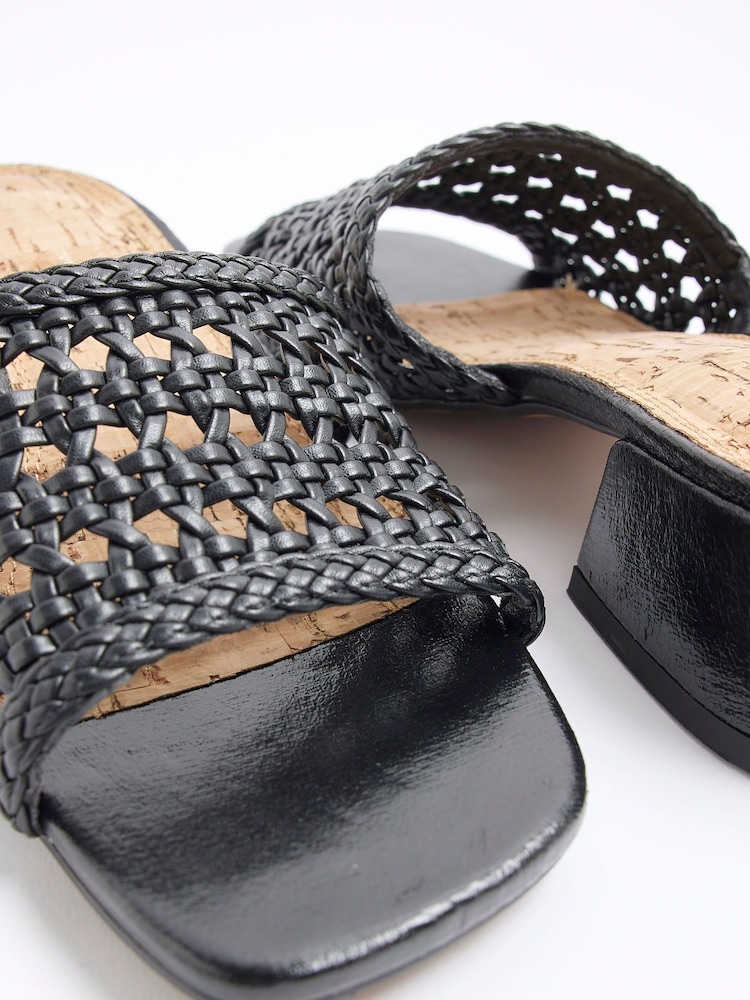 River Island Black Woven Block Heel Sandals - Image 5 of 5 River Island Black Woven Block Heel Sandals - Image 5 of 5