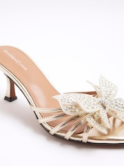 River Island Gold Butterfly Heeled Mules - Image 2 of 5
