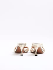 River Island Gold Butterfly Heeled Mules - Image 4 of 5