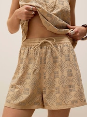 River Island Natural 100% Cotton Embellished Shorts - Image 3 of 5