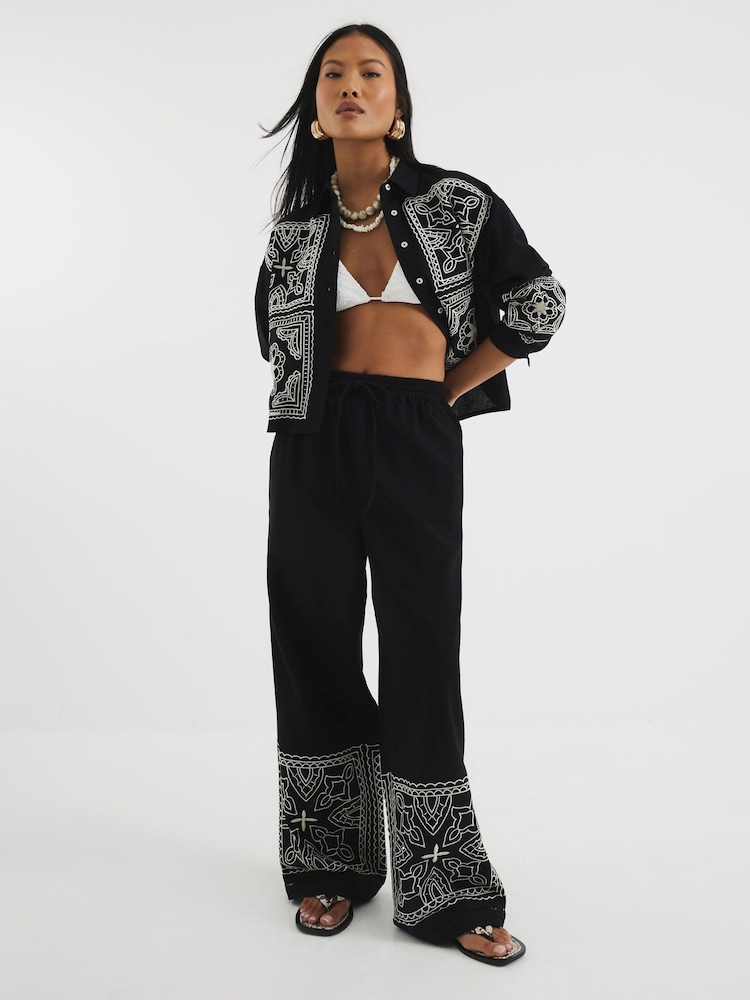 River Island Black Petite Cutwork Linen Shirts - Image 2 of 4