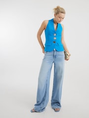 River Island Blue Halter Neck Waistcoat - Image 4 of 4