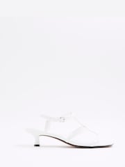 River Island White T-Bar Kitten Heel Sandals - Image 1 of 1