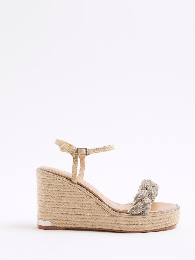 River Island Natural Open Toe Wedge Sandals - Image 2 of 6
