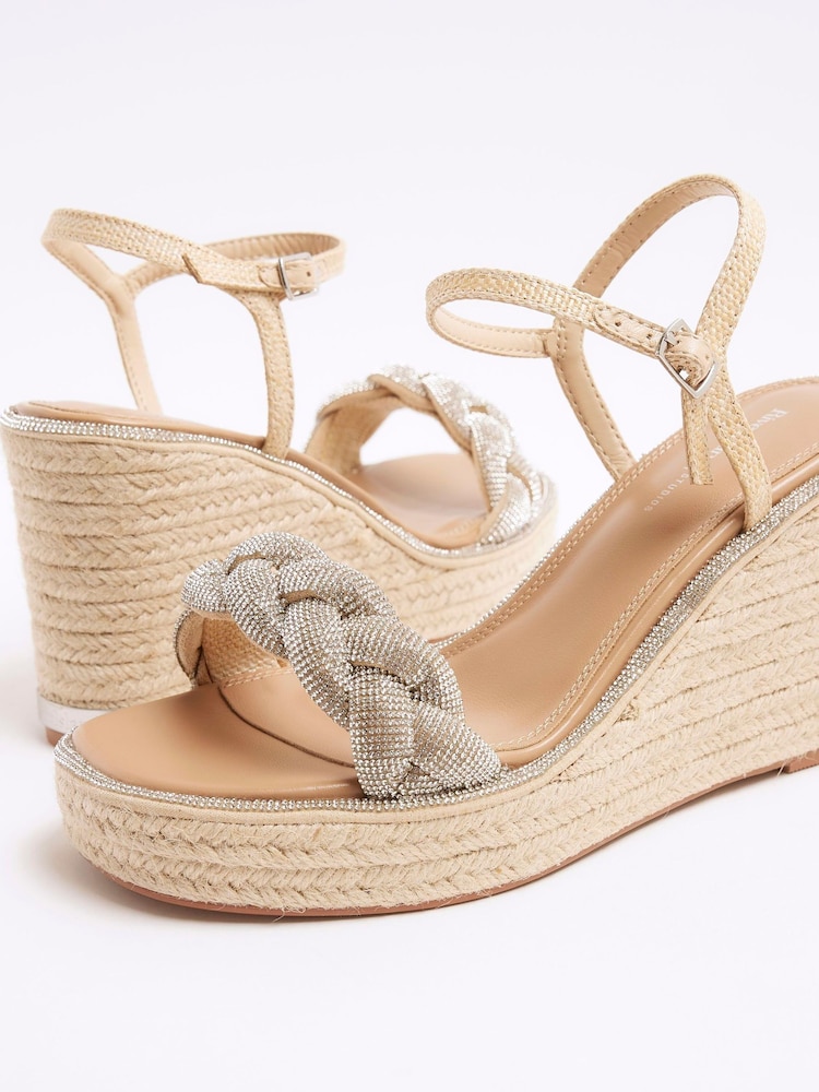 River Island Natural Open Toe Wedge Sandals - Image 6 of 6