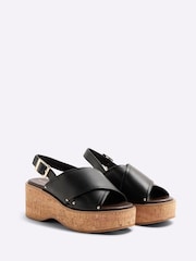 River Island Black Cross Strap Slingback Wedge Sandals - Image 2 of 6