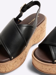 River Island Black Cross Strap Slingback Wedge Sandals - Image 5 of 6