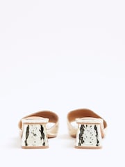River Island Gold Textured Block Heel Mules - Image 3 of 5