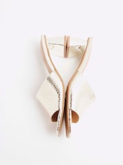 River Island Gold Textured Block Heel Mules - Image 4 of 5