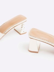 River Island Gold Textured Block Heel Mules - Image 5 of 5