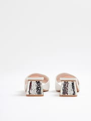 River Island White Textured Block Heel Mules - Image 3 of 5