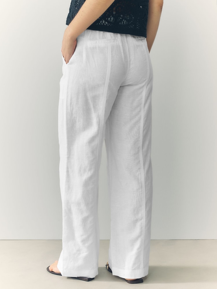 Khaki/Blanc - Lot de 2 pantalons larges à enfiler en lin Blend - Image 4 of 11