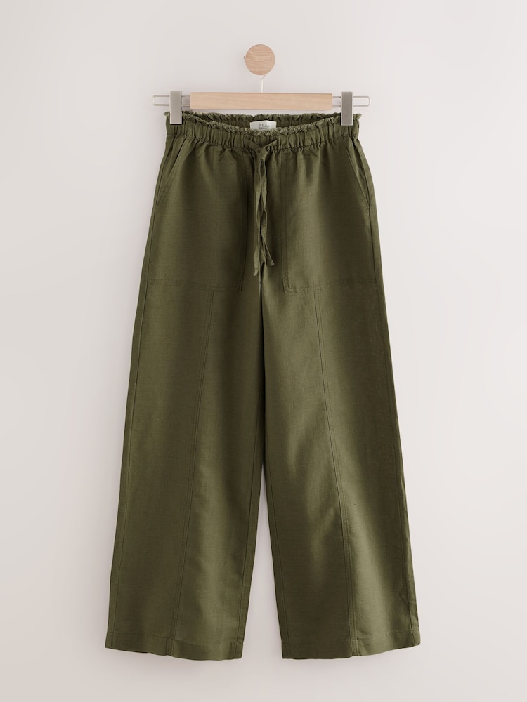 Khaki/Blanc - Lot de 2 pantalons larges à enfiler en lin Blend - Image 8 of 11