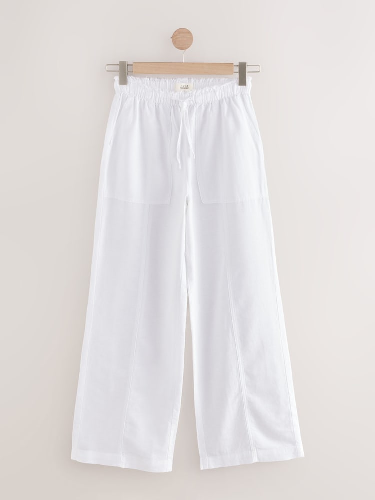 Khaki/Blanc - Lot de 2 pantalons larges à enfiler en lin Blend - Image 9 of 11