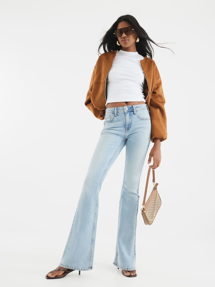 River Island Blue Mid Rise Bootcut Jeans - Image 1 of 4 River Island Blue Mid Rise Bootcut Jeans - Image 1 of 4