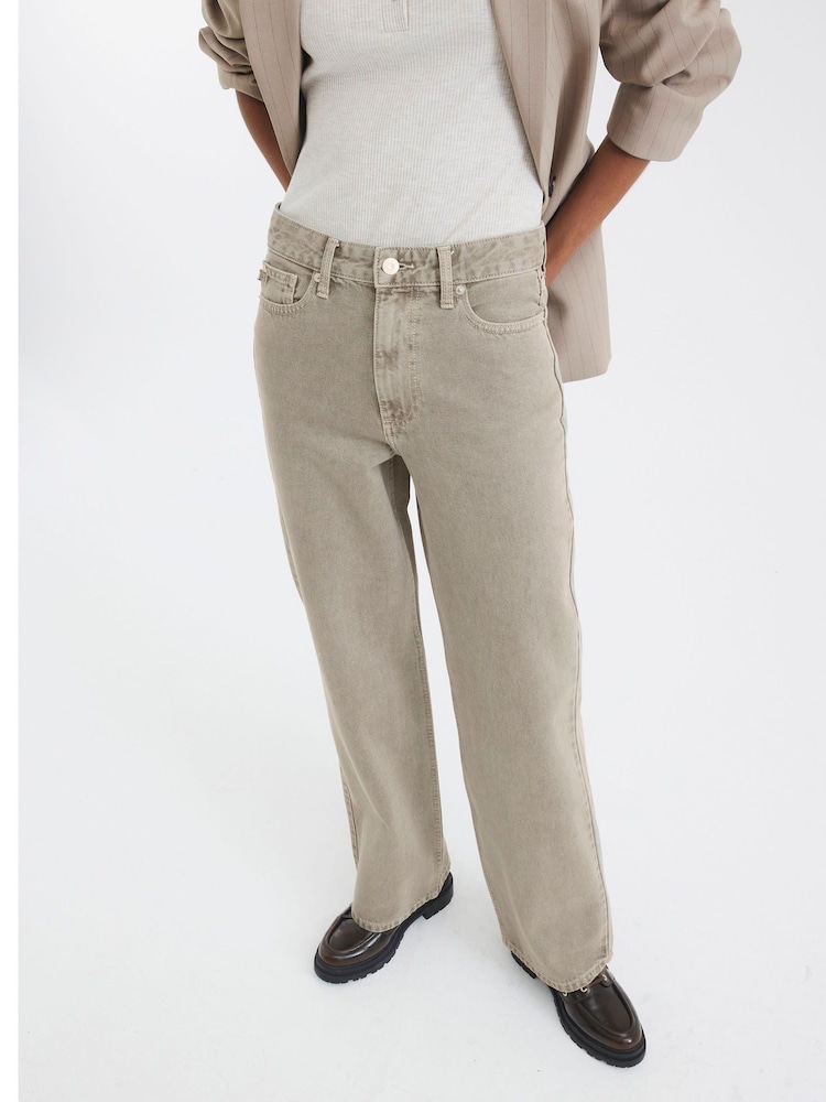 River Island Grey Relaxed Straight Fit 100% Cotton Jeans - Image 4 of 4 River Island Grey Relaxed Straight Fit 100% Cotton Jeans - Image 4 of 4