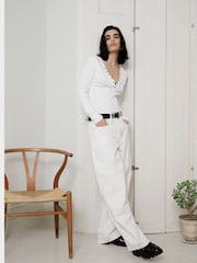 River Island White Mid Rise Balloon 100% Cotton Jeans - Image 2 of 5