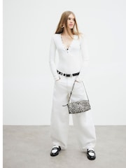 River Island White Mid Rise Balloon 100% Cotton Jeans - Image 3 of 5