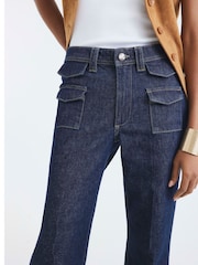 River Island Blue High Rise Relaxed Flare Pocket Front Jeans - Image 2 of 4