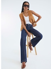River Island Blue High Rise Relaxed Flare Pocket Front Jeans - Image 3 of 4