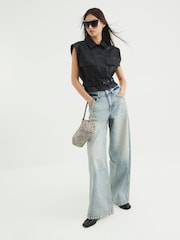 River Island Blue Mid Rise Balloon 100% Cotton Jeans - Image 2 of 4