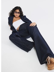 River Island Blue High Rise Wide Leg 100% Cotton Jeans - Image 4 of 4